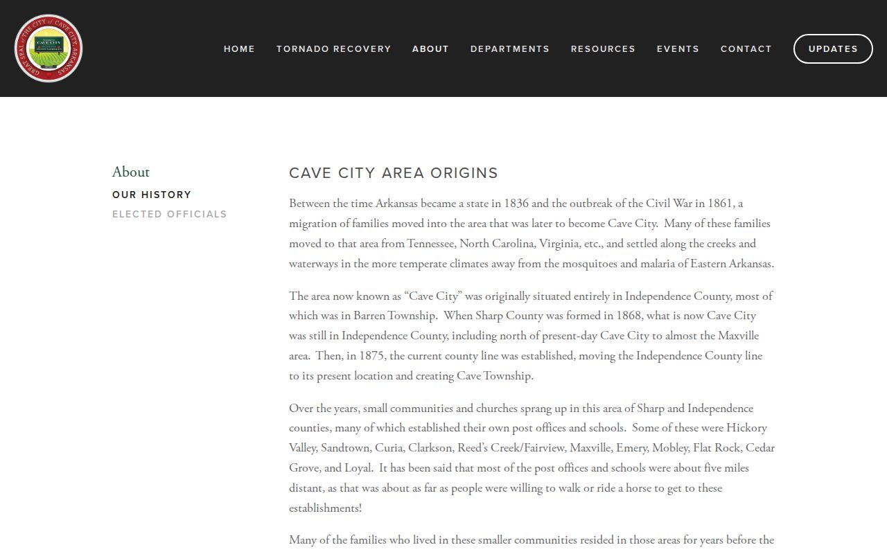 Cave City criminal records and two-county history page