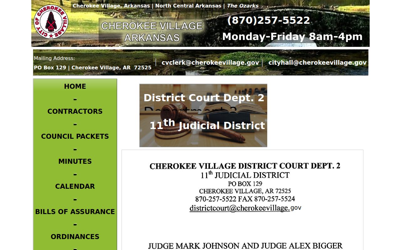 Cherokee Village criminal court record Department 2 page