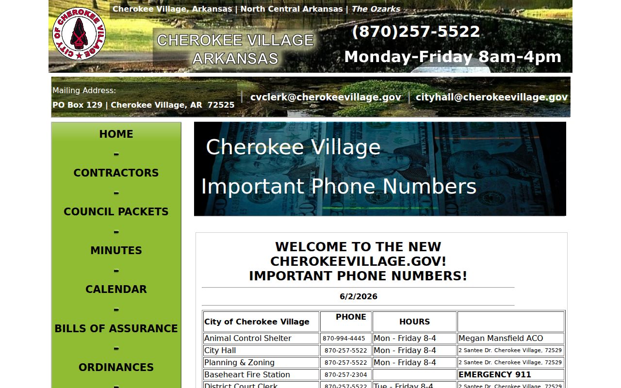 Cherokee Village police and criminal record contact numbers