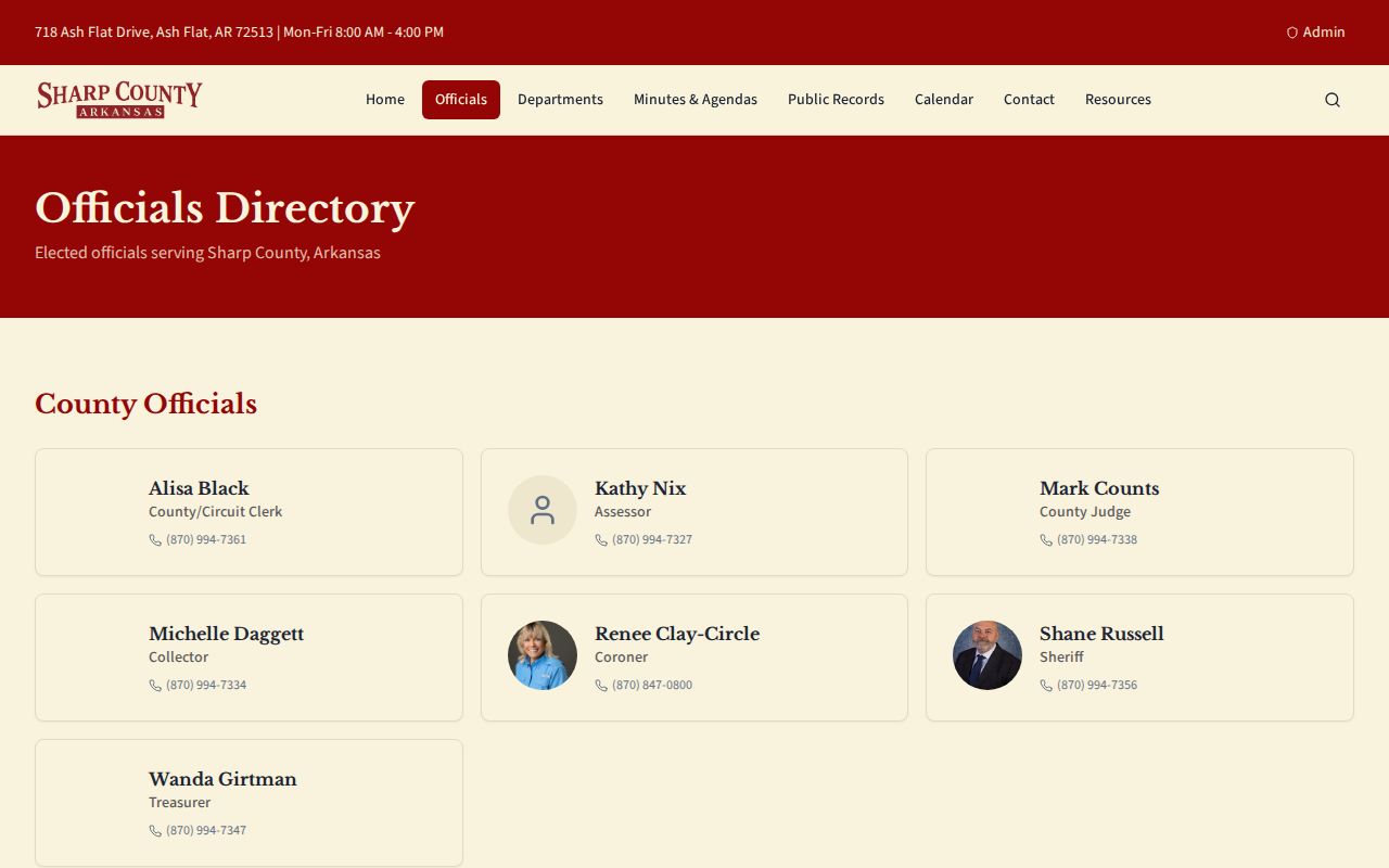 Sharp County criminal history officials and record custodians