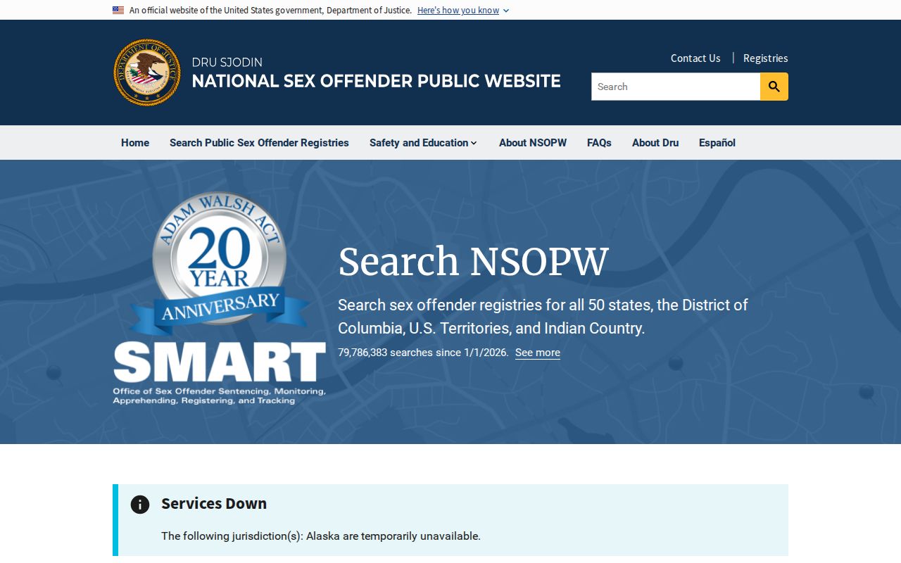 National search layer for a Sharp County sex offender lookup