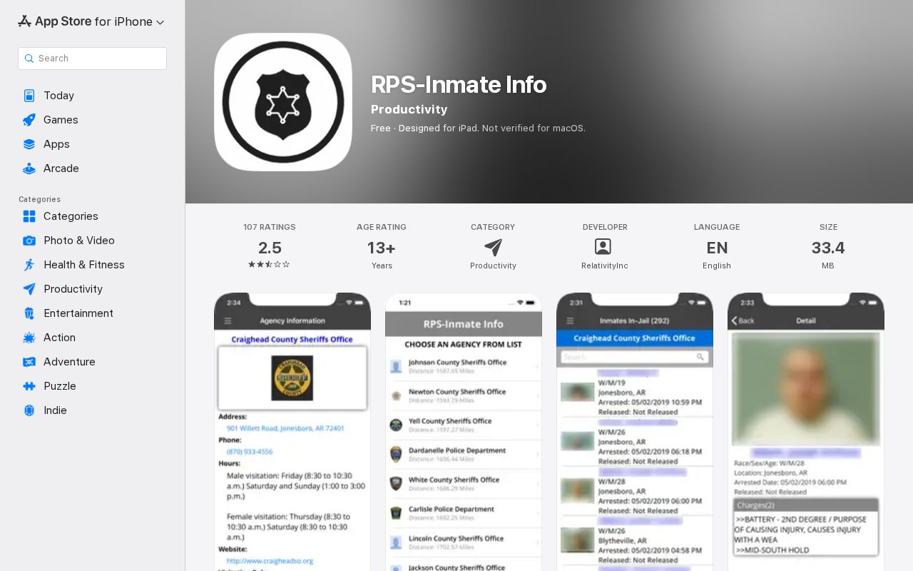 Sharp County inmate app listing distinguished from sex offender registry records